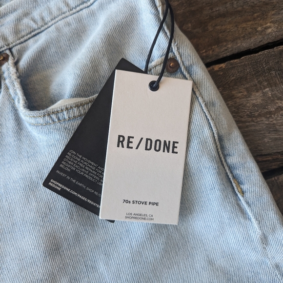 NWT Re/Done 70s Stove Pipe Icy Blue Jeans - Picture 4 of 10